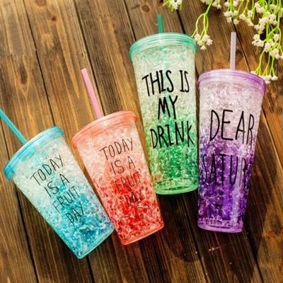 China Color Changing Logo Color Changing Magic Double Wall Plastic Reusable Cups Plastic Cups With Lids for sale