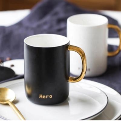 China Viable Coffee Porcelain Custom Mug With Gold Handle 380ml Mug With Logo Wholesale for sale