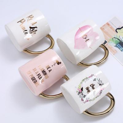 China Wholesale Elegant Fancy Coffee Factory Drinkware Ceramic Type Cup Handle Gold Coffee Mug Viable Elegant for sale