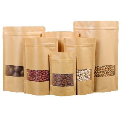 China Custom Biodegradable Packaging Zip Lock Bag Kraft Paper Bag With Clear Window for sale