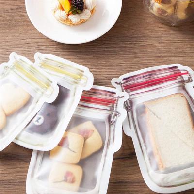 China Custom Plastic Resealable Ziplock Bottle Moisture Proof Shaped Stand Up Pouch Packing Food Snacks Storage Mason Jar Zipper Bag for sale