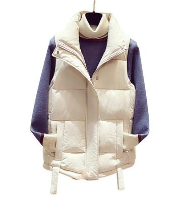 China New Style Loose Cotton Short Women's Breathable Coat Collar Vest Cotton Simple Comic Vest Down Women's Jacket for sale