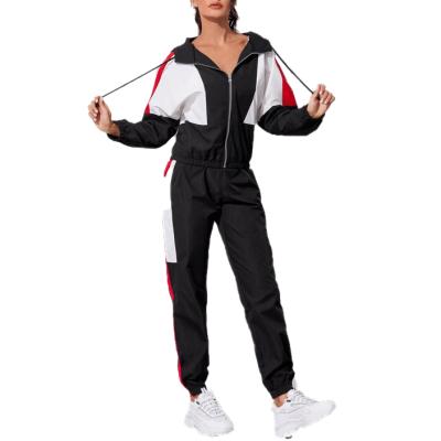 China NEW ARRIVING Custom Logo Block Hoodies Women Sports Tracksuit Set Color Breathable 2 Piece Women's Sets for sale