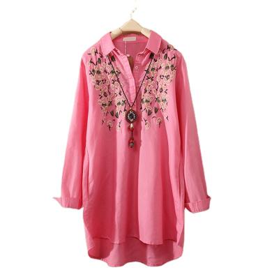 China OEM/ODM production professional anti-pilling design embroidered women's spring blouses and shirts for sale