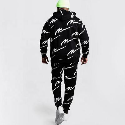 China Wholesale High Quality Anti-UV Customized Sportswear Over Print Hooded Tracksuits Men Set for sale