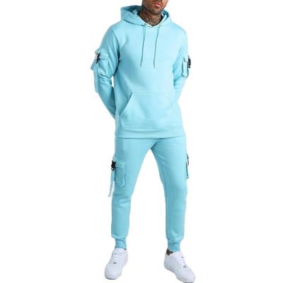 China OEM Printing Logo White Plain Sky Blue Breathable Fashion Tracksuits For Men for sale