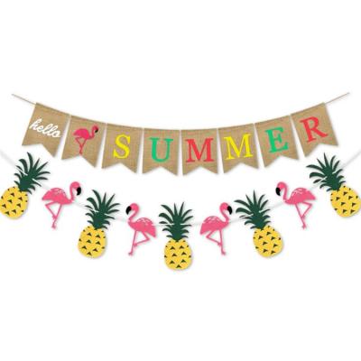 China Summer Style Dovetail Shape Dovetail Shape Burlap Banner Pineapple Banner Family Party Mantel Mantel Fireplace Decor for sale