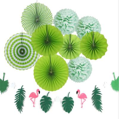 China Summer Style Flamingo Party Ornaments Paper Tassel Fan Decorations For Hawaiian Summer Beach Luau Party Decorations Set for sale