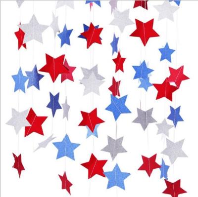 China Patriotic Festival Decoration Star Flames Banner Garland for 4th of July Memorial Day Veterans Day Party Independence Day Celebration Red White for sale