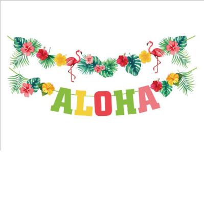 China Hawaii Birthday ALOHA Party Decoration Hanging Garland Paper Banner for Tropical Hawaiian Party Luau Beach Summer Party Supplies for sale