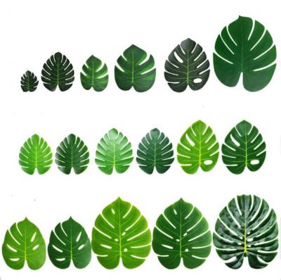 China Colth's Monstera Artificial Palm Leaves For Hawaiian Party Jungle Beach Party Table Leave Decorations Summer Luau Decorations for sale