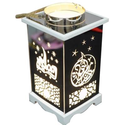 China metal & Wood Ramadan Decorations Table Decor Lantern with LED Light Eid Mubarak Metal Lantern Hanging Lanterns Eid Decorative for sale