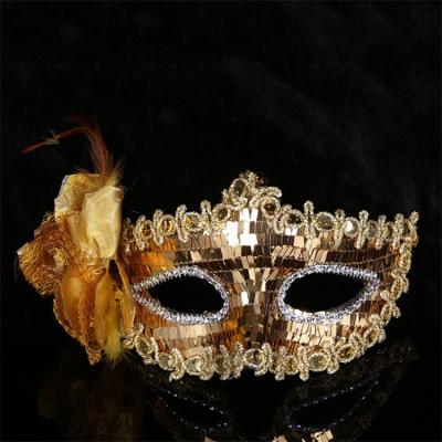 China Decoration for Events Halloween Masquerade Masks Sequin Decoration Half Face Venetian Goddess Party Mask for sale