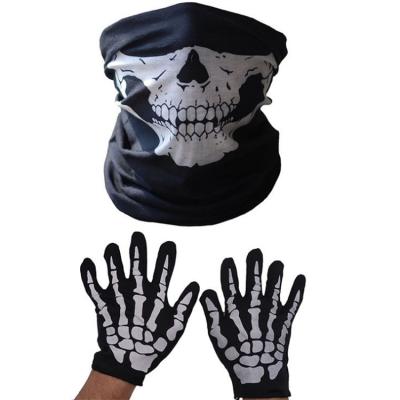 China Decoration for Events Halloween Party Mask Horror Chin Mask Riding Bib Skeleton Ghost Costume Dress Up Halloween Costume Cosplay Mask Gloves Sets for sale