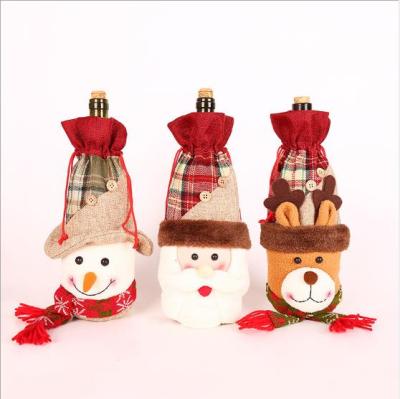 China Large Lovely Fabric Christmas Stocking Santa Elk Fabric Gift Socks Christmas Gift Bag for Kids Fireplace Tree Christmas Decoration for sale