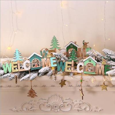 China 2020 Warm Design Welcome Wooden Christmas Pendants Hanging Decorations For Merry Christmas Decorations for sale