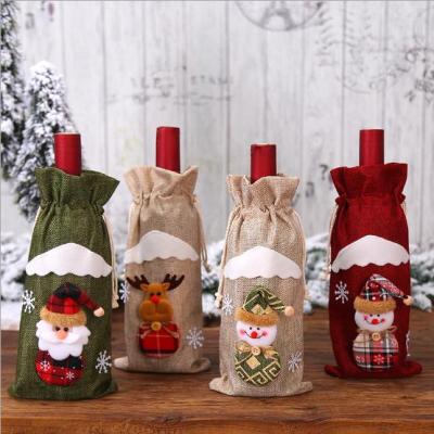 China Cotton Cloth Cartoon Merry Christmas Wine Bottle Cover Ornament Christmas Decor For Home Christmas Decorations 2020 Gift for sale