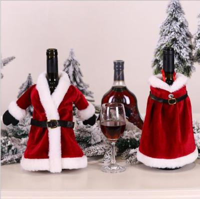 China Santa Clause Clothes Red Cloth Wine Bottle Covers Bag Christmas Decorations Sweater Bottles Sets 2020 Christmas Wine Bottle Cover Tab Decor for sale