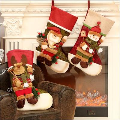 China Cloth New Year 2021 Gifts Bag Christmas Stocking Christmas Decorations For Home Navidad Jars Christmas Tree Decoration Pendants Stocking for sale