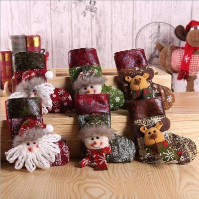 China Fabric Christmas Decorations Christmas Stocking Christmas Tree Ornaments Old Man Snowman Deer Bear Christmas Jars Christmas Hanging Ornaments for sale