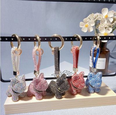 China 2021 New Crystal Dog Key Chain Holder Key Chain Key Chain Ring For Accessories Rhinestone Bag Crystal Dog Key Chain Holder Ring For Birthday Gift for sale