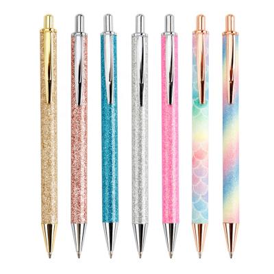 China Nice Feeling Fashional Metal Writing Pen With Glitter Barrel 1.0mm Refill For Gift Or Promotional Ballpoint Pen for sale