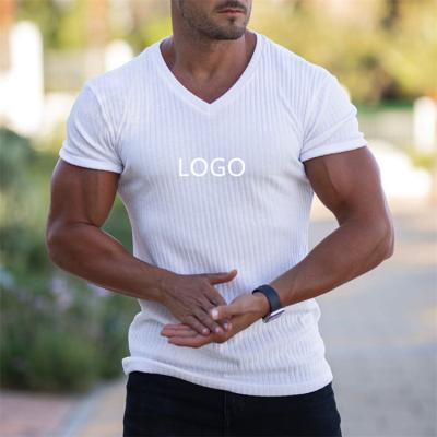 China Anti-wrinkle 2022 Summer T-shirt sleeve custom logo shirts soild slim comfortable breathable short sportswear for sale