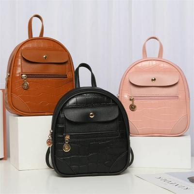 China 2021 Luxury Leather Women Handbags Mini Multifunction High Capacity Student PU Crocodile Backpack for sale