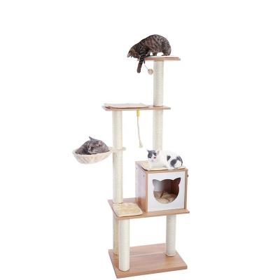 China Cat Tree House Condo Multilevel Sustainable Cat Scratching Post Tower Cat Climbing Tree for sale