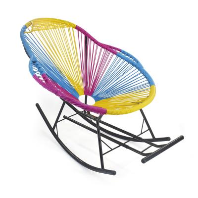 China Modern Outdoor Furniture Round Rattan Patio Swing Rocking Chair Armrest Leisure Rattan / Wicker Chairs for sale