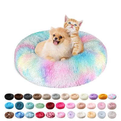 China Custom Washable Comfortable Soft Plush Donut Cushion Pet Bed Cushion Dog Sofa Cat Bed Warm Waterproof Waterproof for sale