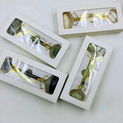 China Best Skin Rejuvenation Jade Roller High Quality Green Jade Roller Custom LOGO Natural Quartz Jade Massage Facial Roller for sale