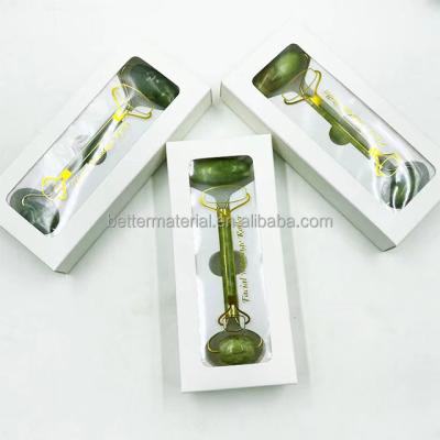 China Skin Rejuvenation Xiuyan Natural Green Facial Massager Jade Roller Gua Sha Tools Set for sale