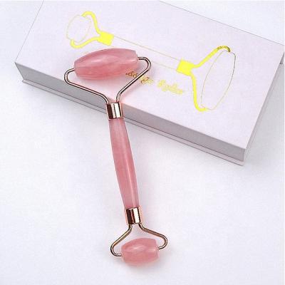 China Skin Rejuvenation Amazon Customized Jade Roller Crystal Facial Skin Care Tools 100% Natural Rose Quartz Jade Roller Gua Sha for sale