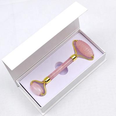 China Skin Rejuvenation Crystal Facial Massager Natural Jade Roller Gua Sha Set Board Rose Jade Roller With Box for sale