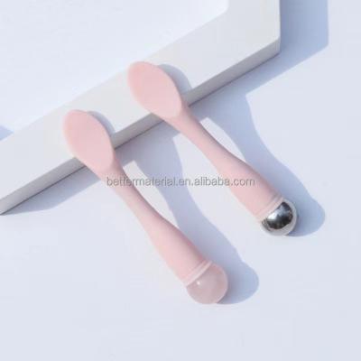 China EYE Massage Face Roller Cool Jade Ball Cosmetic Spoon Eye Cream Makeup Scoop Spatula Stick For Eye Silicone Eye Cream Spoon for sale