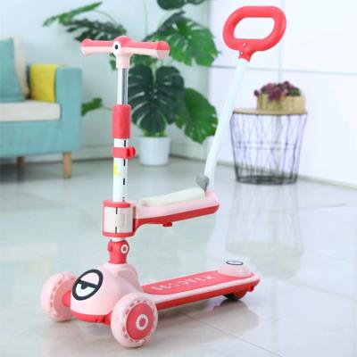 China Wholesale New Arrival Handlebar Height Adjustable 3 Wheel Big Wheel Jump Seat Toy For Kids Scooter Kids Kick Scooter With Push Bar for sale