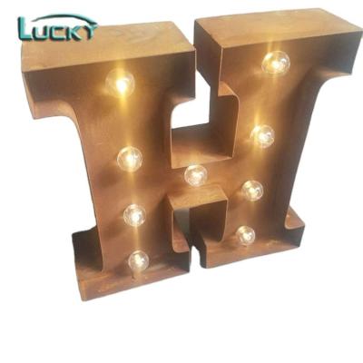 China Buildings Battery Iron Vintage Marquee Letters Metal Light Up Letters for sale