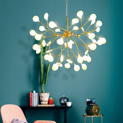 China 54 contemporary creative molecular firefly chandelier living room lamp nordic red simple modern atmosphere net home light for sale