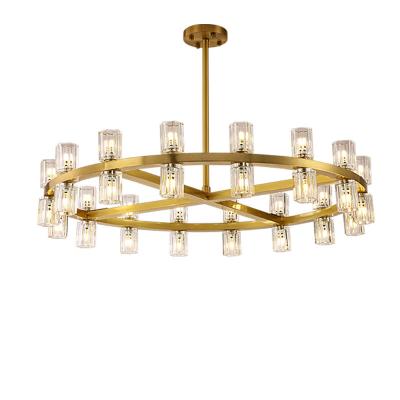 China 24 Inch Contemporary Single Dining Chandelier Modern Living Room Chandelier Household Gold Decorative Chandeliers for sale