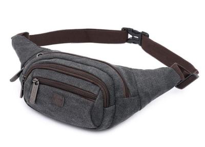 China Black Sports Mens Waist Bags Barrel Shaped  With Ears Line Hole for sale