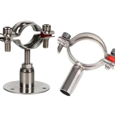 China 201304 Beverage Free Sample Stainless Steel Welded/Round Tube Adjustable Length Type Hanger Clamp Pipe Supporter Hose Pipe Support Bracket for sale