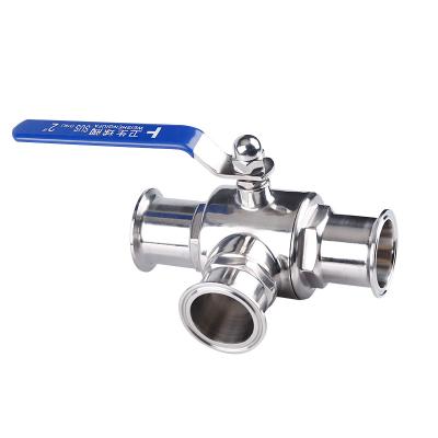 China SS304/SS316L L/T Type General Sanitary 3 Way Flange Ball Valve Stainless Steel 3 Way Ball Valve for sale