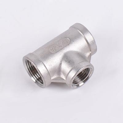 China Beverage Sanitary Stainless Steel Casting 201 304 Fittings NPT Pipe Fitting Female Threaded Nipple Reducing TEE Pipe Fitting for sale