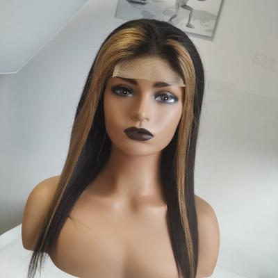 China 4X4 Lace Frontal Wig 150% Density Straight Hair Wig 16inches Bone Piano Straight Hair Color Transparent Lace Front Hair Wig For Black Women for sale