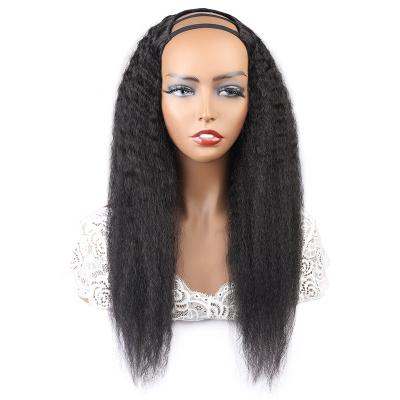 China High Quality 8-28in Natural Deep Wave Color Yaki Remy Human Hair U Part Curly Unprocessed Straight Wigs 8-28in For Black Women for sale