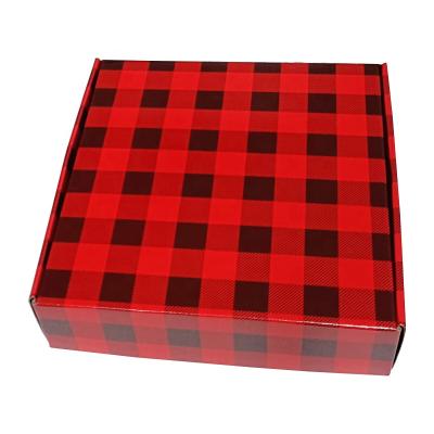 China Recyclable Free Sample Colorful Printed Plaid Corrugated Shipping Cardboard Mailer Box Packaging Paper Box for sale