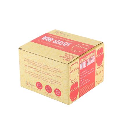 China Recyclable Wine Glasses Packaging Rigid Paper Box Corrugated Cardboard Printing Paper Boxes Custom for sale