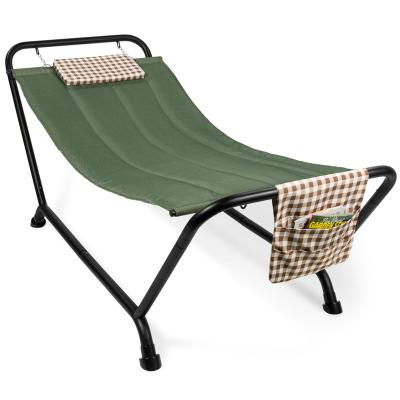 China Danlong Modern Outdoor Garden Hammock Stand Patio Swings Patio Hammock with Pillow and Storage Pocket for sale