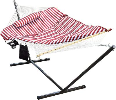 China Danlong Modern Outdoor Hammocks 12 Feet Steel Stand with Rope Swing Combined & Quilted Polyester Pad and Pillow for Garden Patio for sale